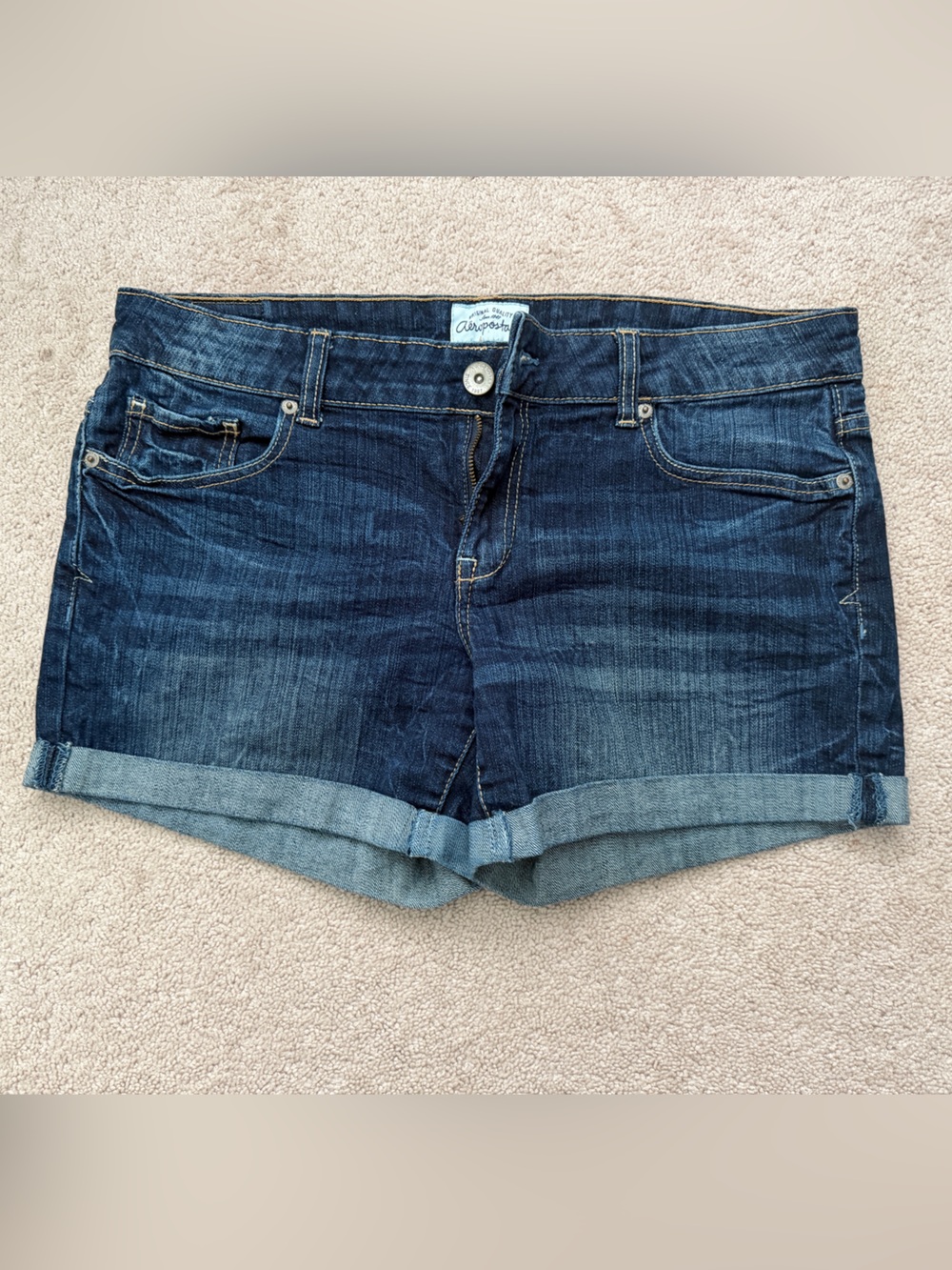 Aeropostale Indigo Rolled Cuff Denim Shorts